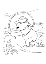 coloriage winnie a la peche